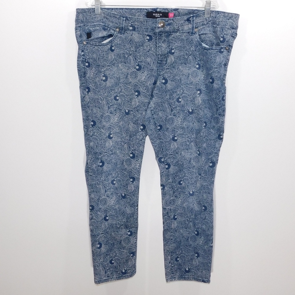 Torrid Denim Floral Ankle Skinny Jeans, Size 20